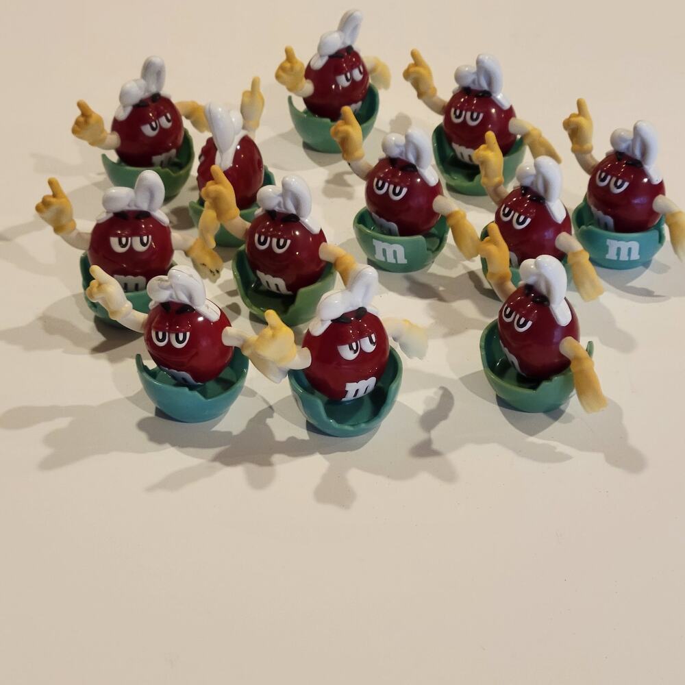 Vintage 2002 Lot of 12 Toys Easter Bunny Bobble Figures in Easter Egg Shell